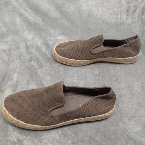 Esprit Womens Shoes 8 Slip On Espadrille Flat Perforated Loafer Brown Fabric - Picture 3 of 9